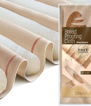 Professional Bakers Couche Extra Large 35" x 26" Premium Proofing Cloth 100% Natural Flax Linen - with Bonus Storage Bag